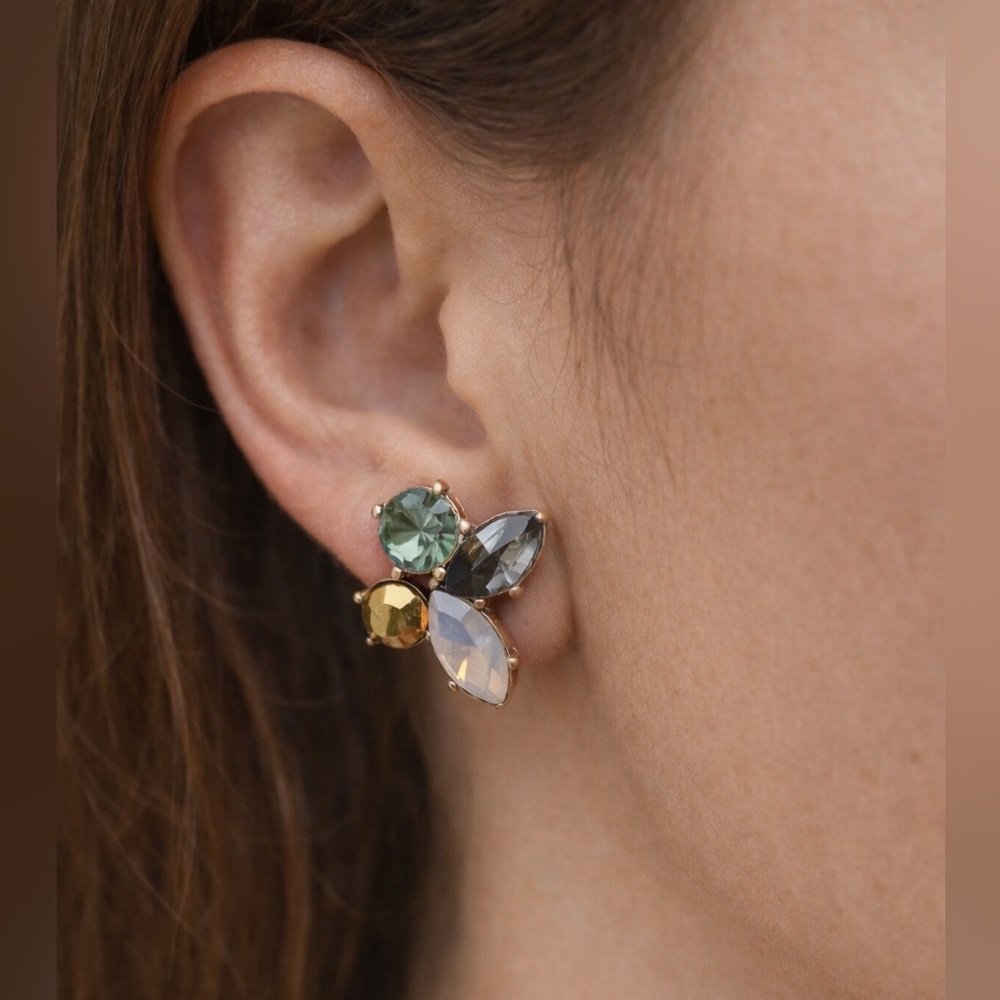 Don’t Ask Crystal Cluster Stud Earrings